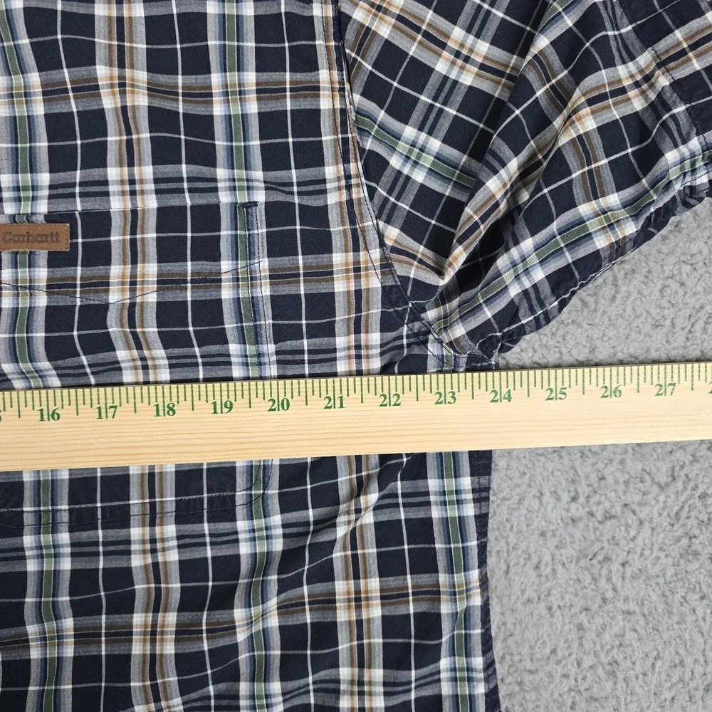 Carhartt Shirt Mens Large Plaid Short Sleeve Cotton Button Up - Picture 10 of 12